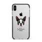 Boston Terrier Personalised Apple iPhone Xs Max Impact Case Black Edge on Silver Phone