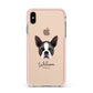 Boston Terrier Personalised Apple iPhone Xs Max Impact Case Pink Edge on Gold Phone