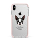 Boston Terrier Personalised Apple iPhone Xs Max Impact Case Pink Edge on Silver Phone
