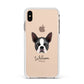Boston Terrier Personalised Apple iPhone Xs Max Impact Case White Edge on Gold Phone