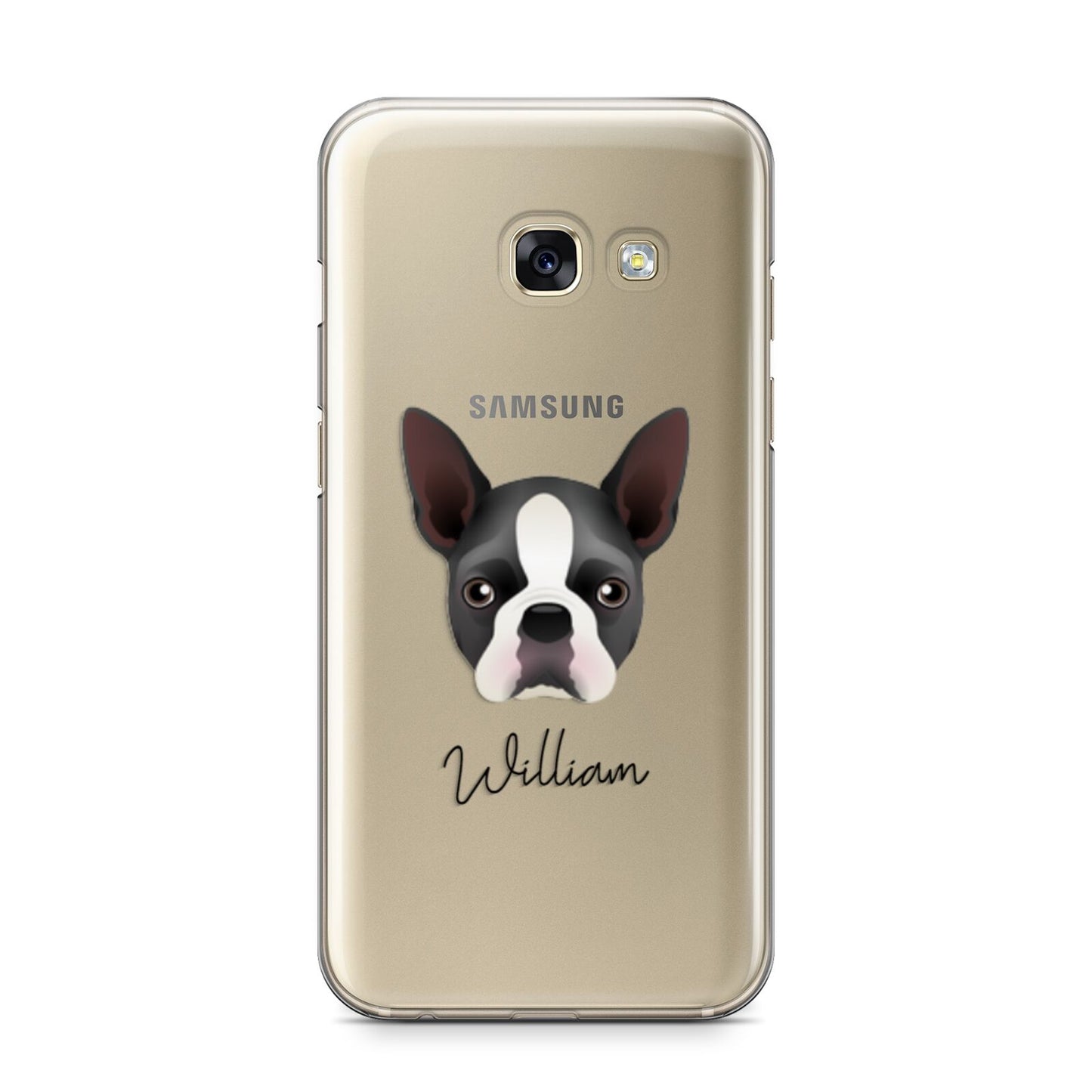Boston Terrier Personalised Samsung Galaxy A3 2017 Case on gold phone
