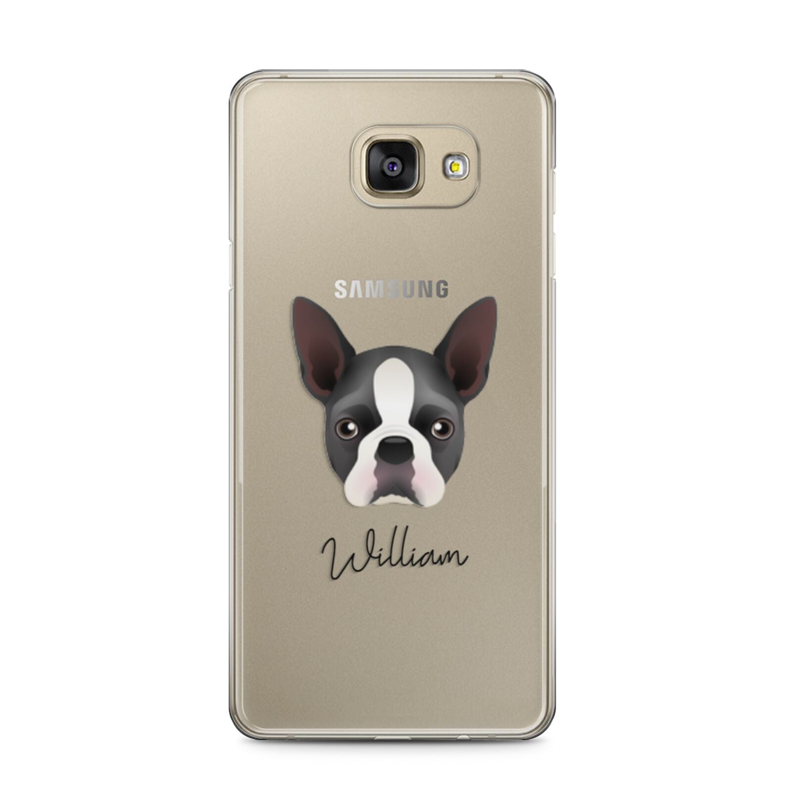 Boston Terrier Personalised Samsung Galaxy A5 2016 Case on gold phone