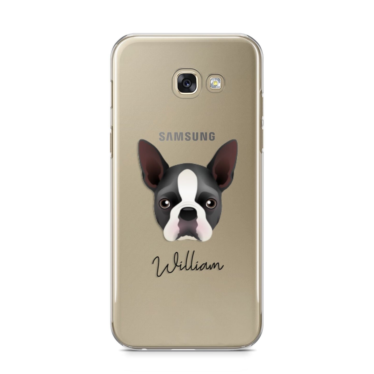Boston Terrier Personalised Samsung Galaxy A5 2017 Case on gold phone