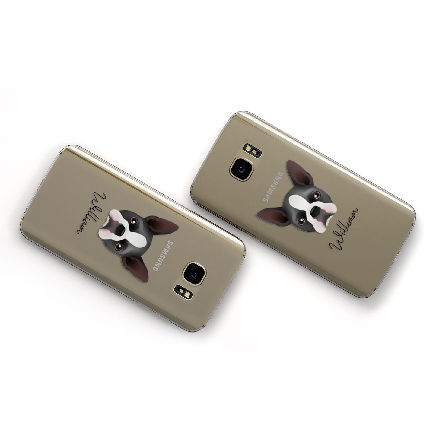 Boston Terrier Personalised Samsung Galaxy Case Flat Overview