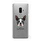 Boston Terrier Personalised Samsung Galaxy S9 Plus Case on Silver phone