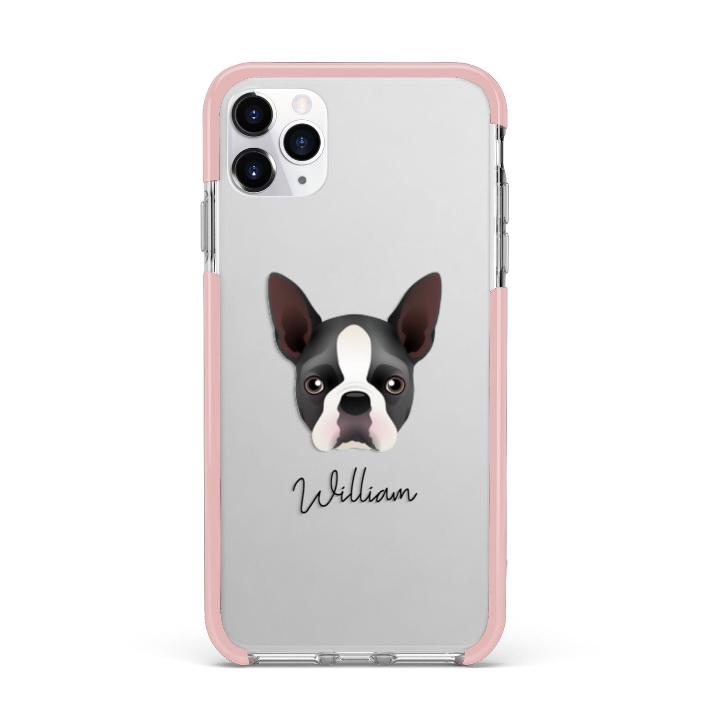 Boston Terrier Personalised iPhone 11 Pro Max Impact Pink Edge Case