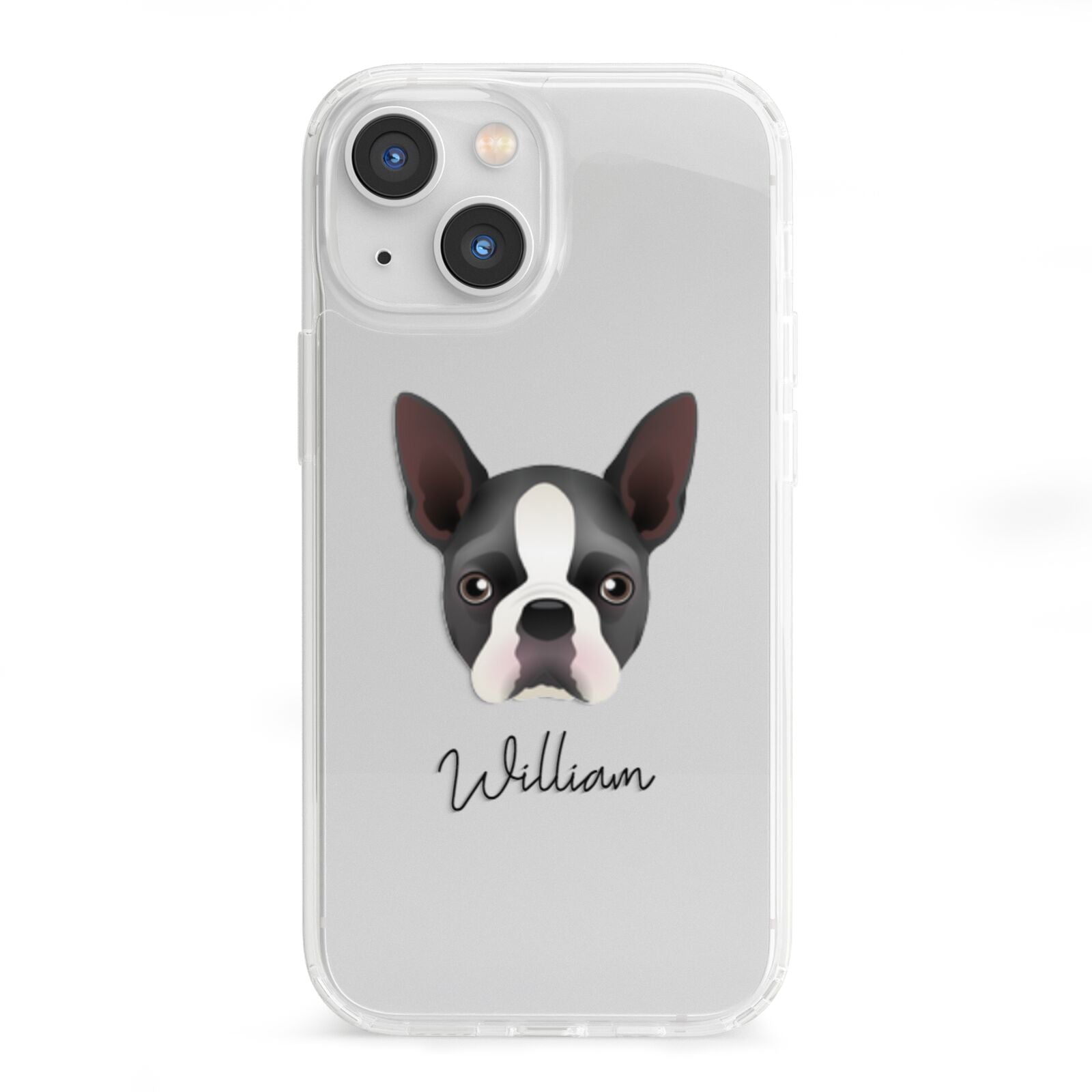 Boston Terrier Personalised iPhone 13 Mini Clear Bumper Case
