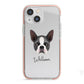 Boston Terrier Personalised iPhone 13 Mini TPU Impact Case with Pink Edges
