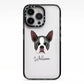 Boston Terrier Personalised iPhone 13 Pro Black Impact Case on Silver phone