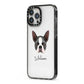 Boston Terrier Personalised iPhone 13 Pro Max Black Impact Case Side Angle on Silver phone