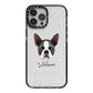 Boston Terrier Personalised iPhone 13 Pro Max Black Impact Case on Silver phone