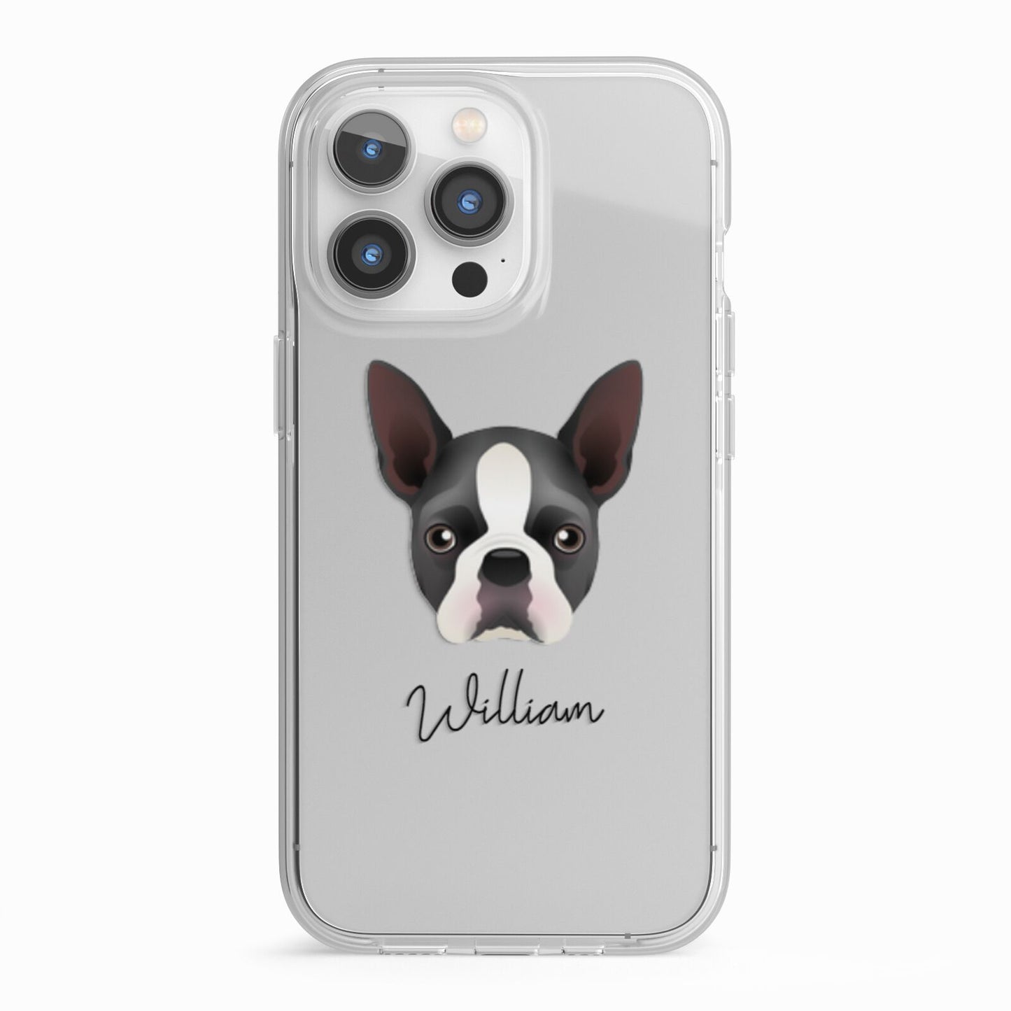 Boston Terrier Personalised iPhone 13 Pro TPU Impact Case with White Edges