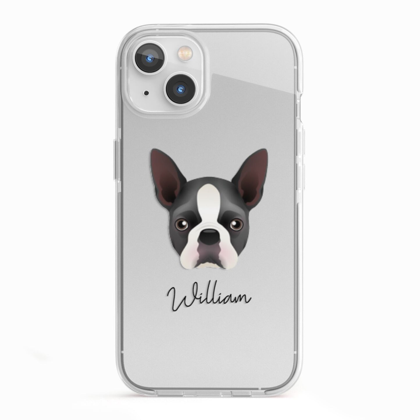 Boston Terrier Personalised iPhone 13 TPU Impact Case with White Edges