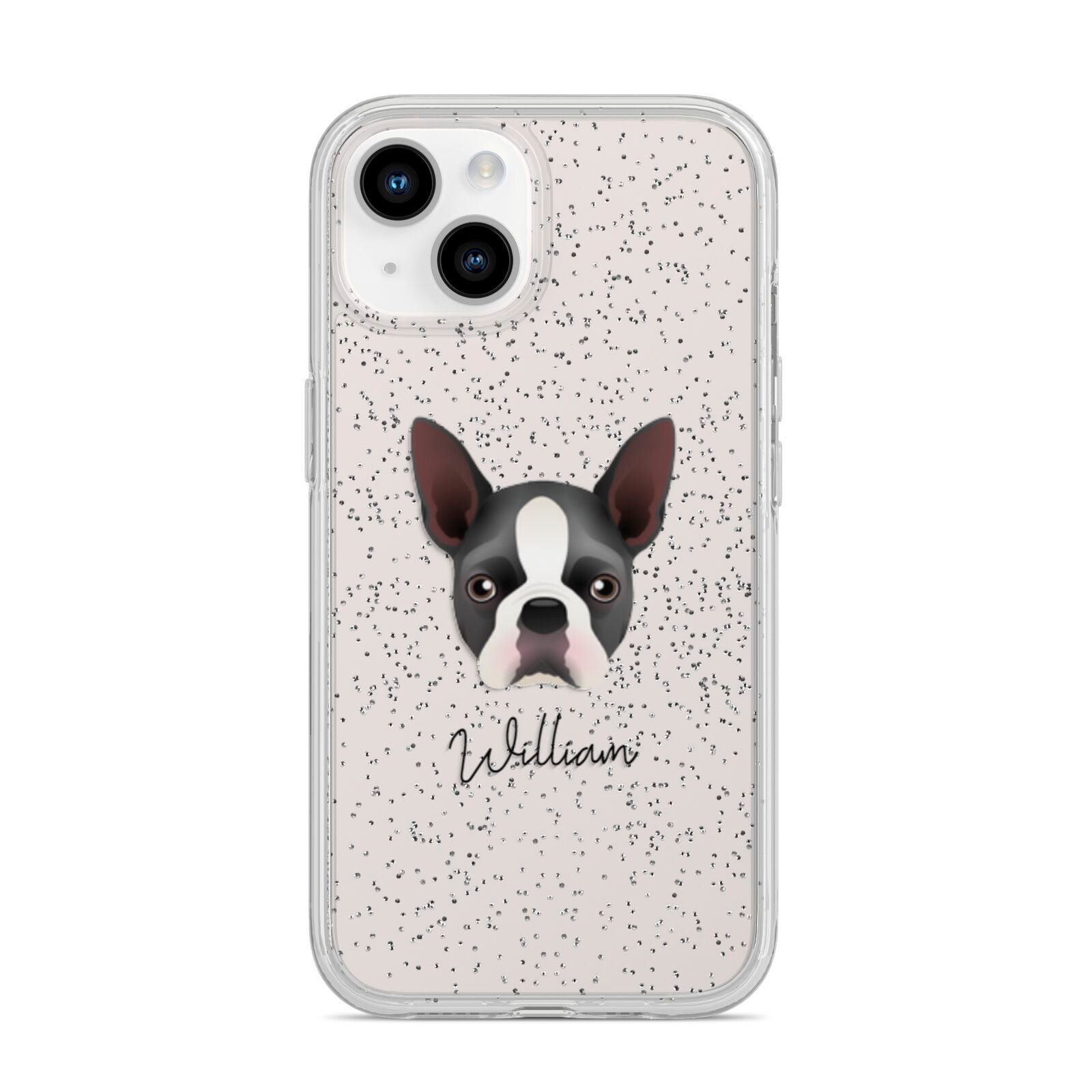 Boston Terrier Personalised iPhone 14 Glitter Tough Case Starlight