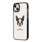 Boston Terrier Personalised iPhone 14 Plus Black Impact Case Side Angle on Silver phone