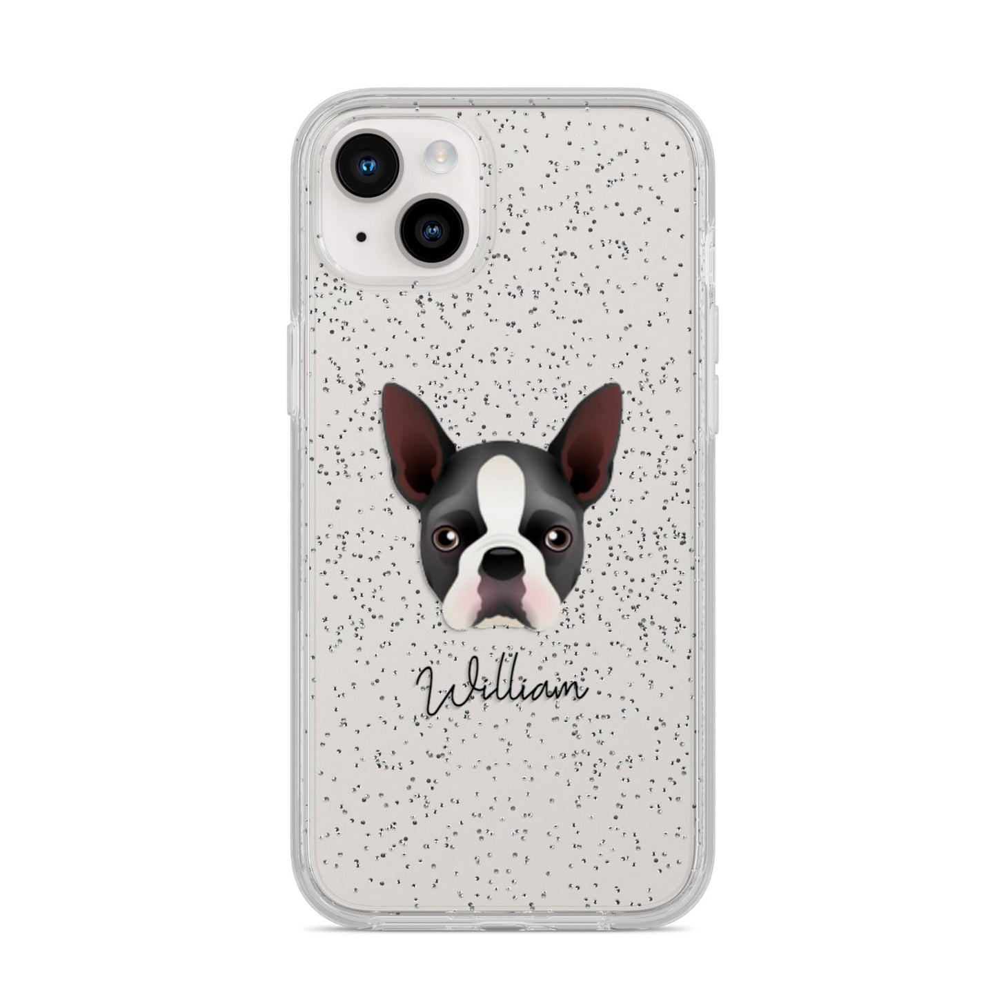 Boston Terrier Personalised iPhone 14 Plus Glitter Tough Case Starlight