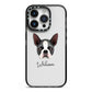 Boston Terrier Personalised iPhone 14 Pro Black Impact Case on Silver phone