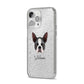 Boston Terrier Personalised iPhone 14 Pro Max Glitter Tough Case Silver Angled Image