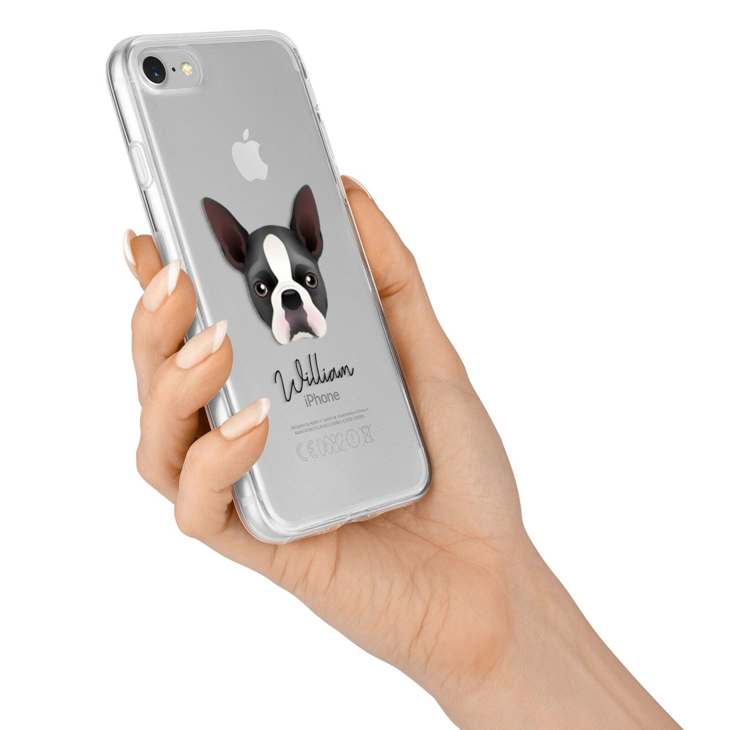 Boston Terrier Personalised iPhone 7 Bumper Case on Silver iPhone Alternative Image