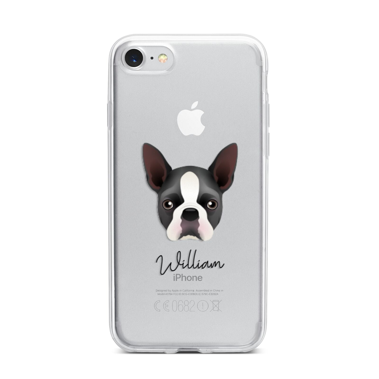 Boston Terrier Personalised iPhone 7 Bumper Case on Silver iPhone