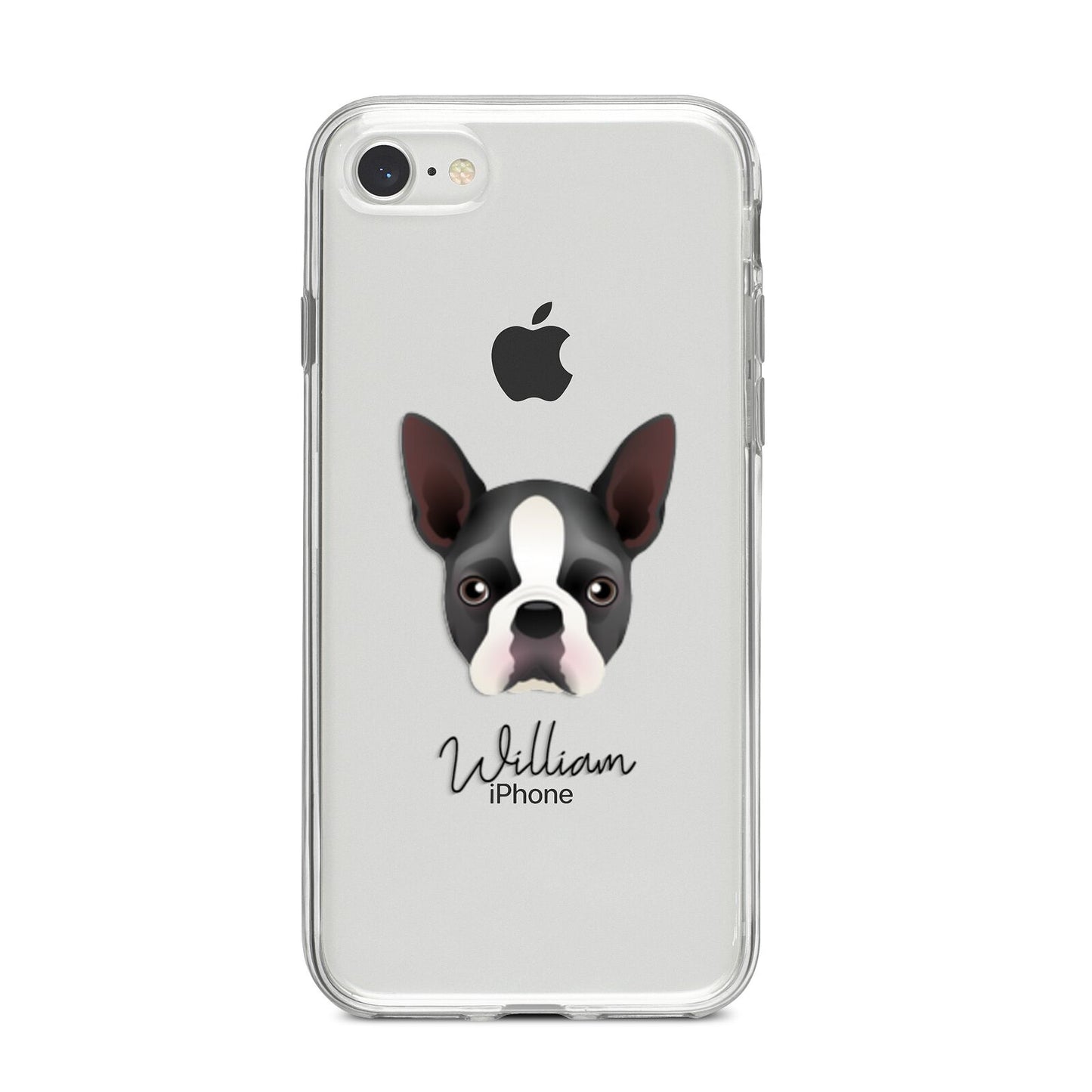 Boston Terrier Personalised iPhone 8 Bumper Case on Silver iPhone
