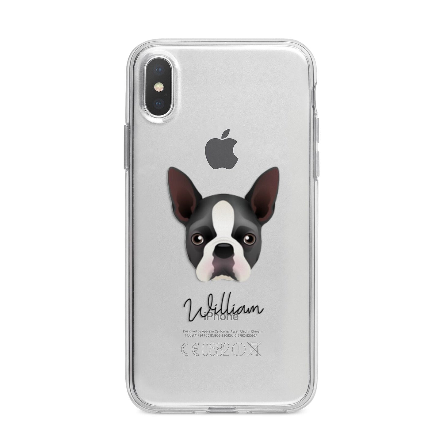 Boston Terrier Personalised iPhone X Bumper Case on Silver iPhone Alternative Image 1