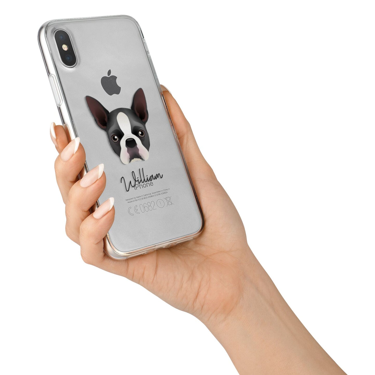 Boston Terrier Personalised iPhone X Bumper Case on Silver iPhone Alternative Image 2