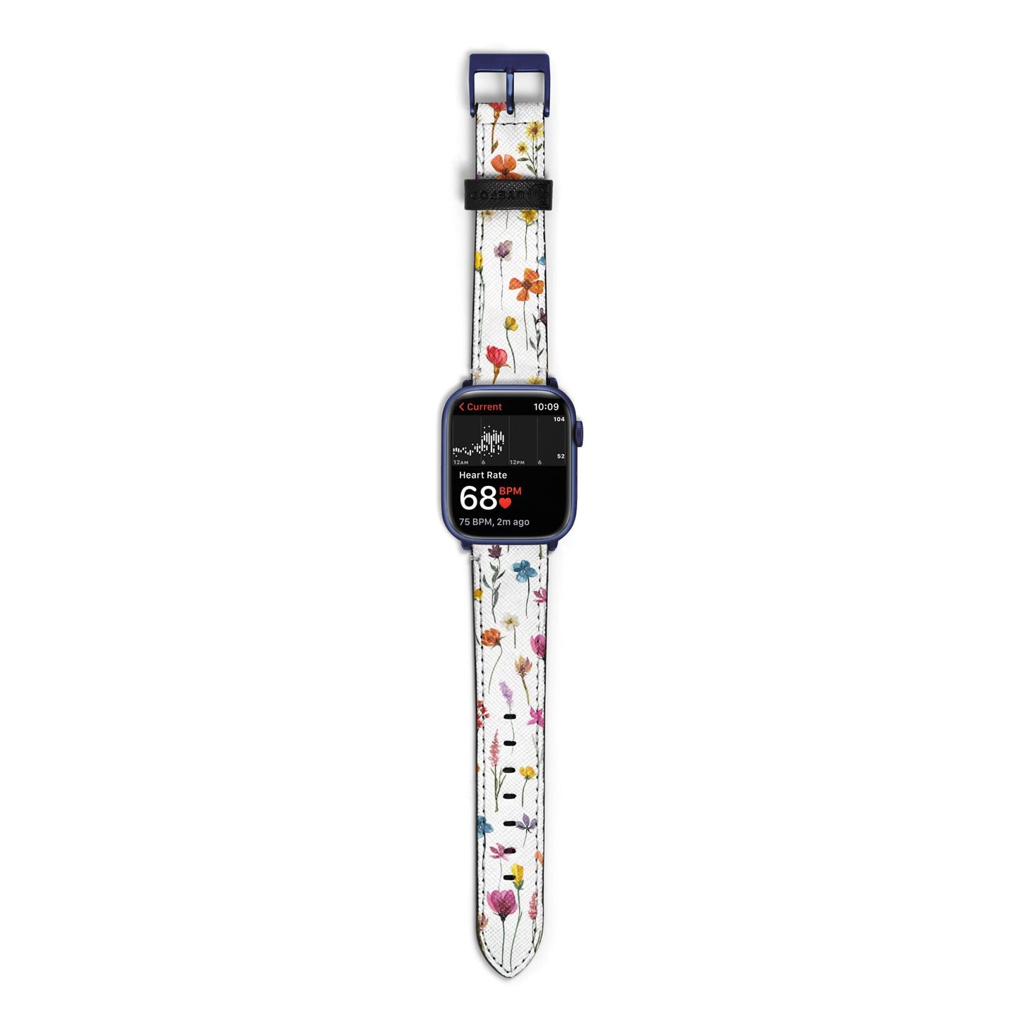 Botanical Floral Apple Watch Strap Size 38mm with Blue Hardware