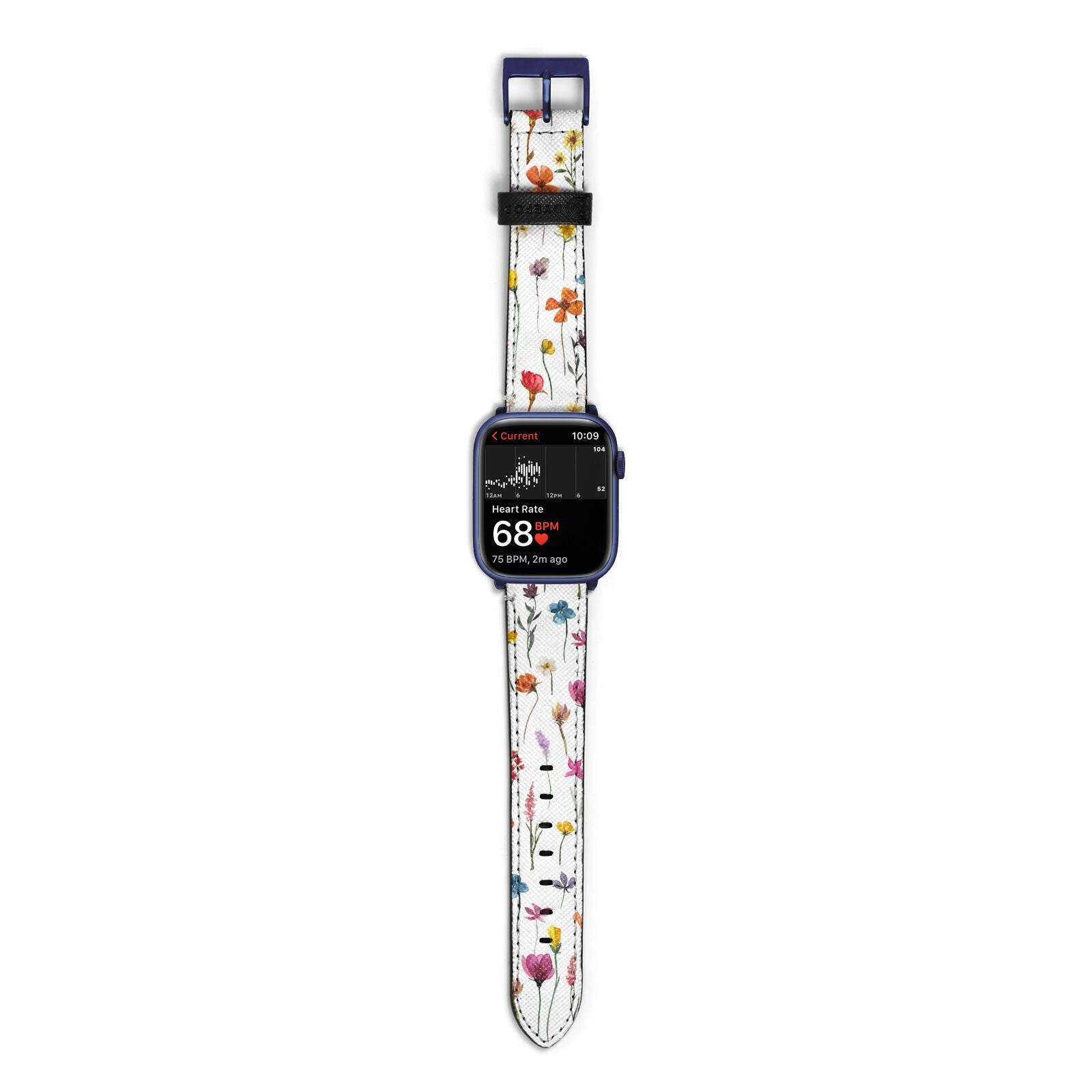 Botanical Floral Apple Watch Strap Size 38mm with Blue Hardware