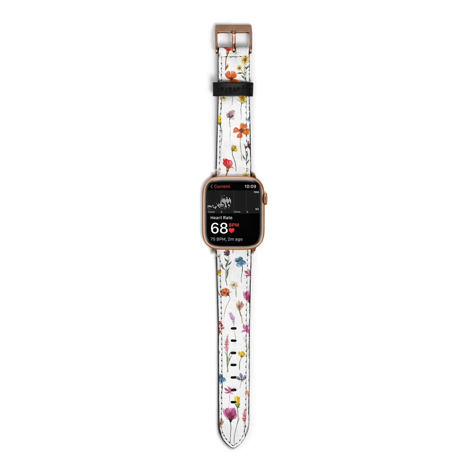 Botanical Floral Apple Watch Strap Size 38mm with Gold Hardware