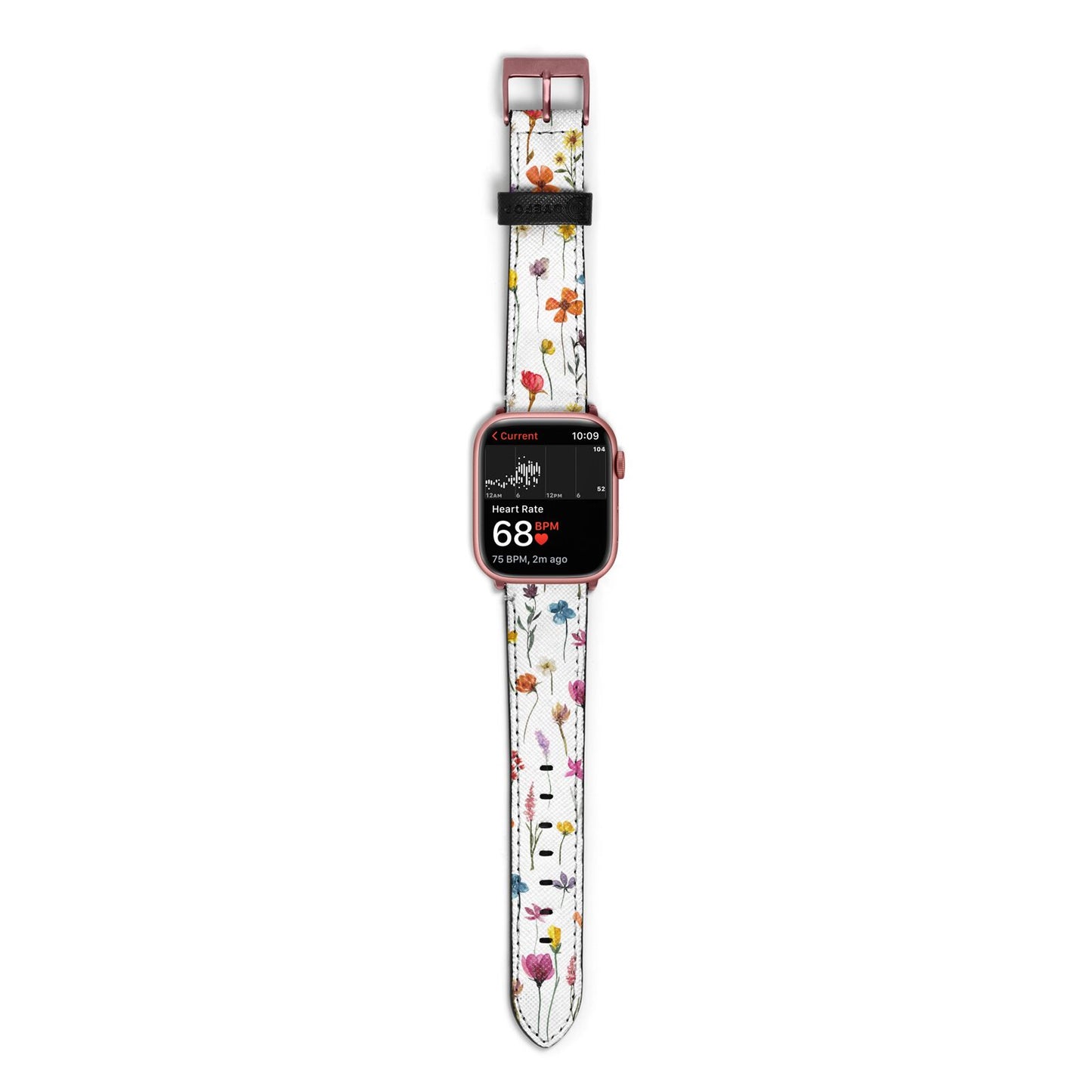 Botanical Floral Apple Watch Strap Size 38mm with Rose Gold Hardware