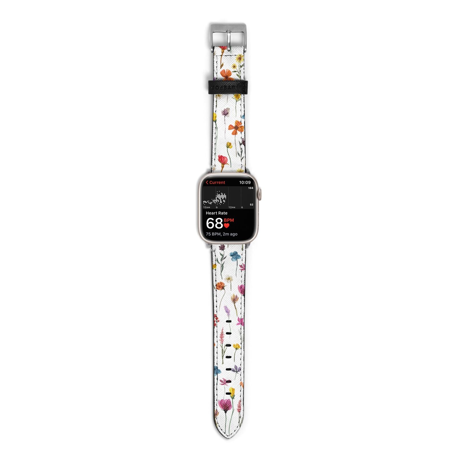 Botanical Floral Apple Watch Strap Size 38mm with Silver Hardware