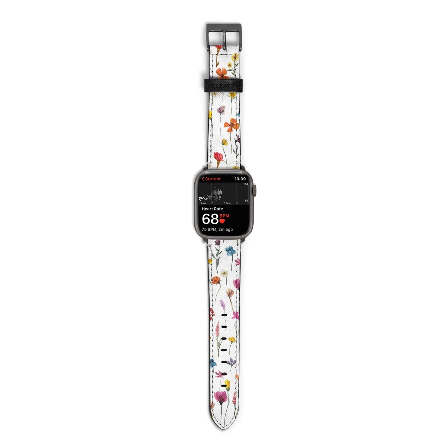 Botanical Floral Apple Watch Strap Size 38mm with Space Grey Hardware