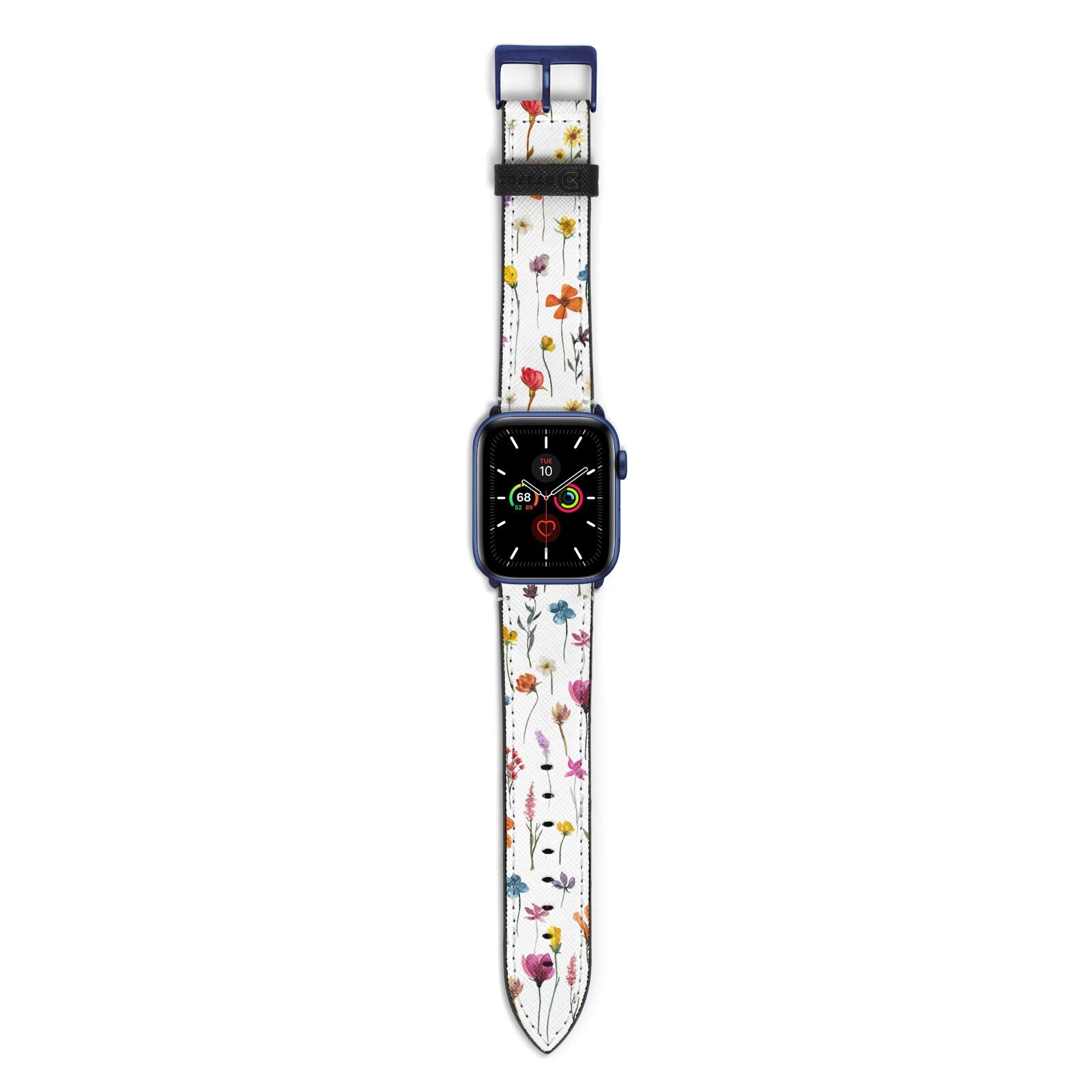 Botanical Floral Apple Watch Strap with Blue Hardware