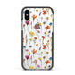 Botanical Floral Apple iPhone Xs Impact Case Black Edge on Silver Phone