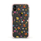 Botanical Floral Apple iPhone Xs Impact Case Pink Edge on Black Phone