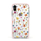 Botanical Floral Apple iPhone Xs Impact Case Pink Edge on Silver Phone