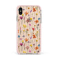 Botanical Floral Apple iPhone Xs Max Impact Case Pink Edge on Gold Phone