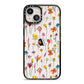 Botanical Floral iPhone 13 Black Impact Case on Silver phone