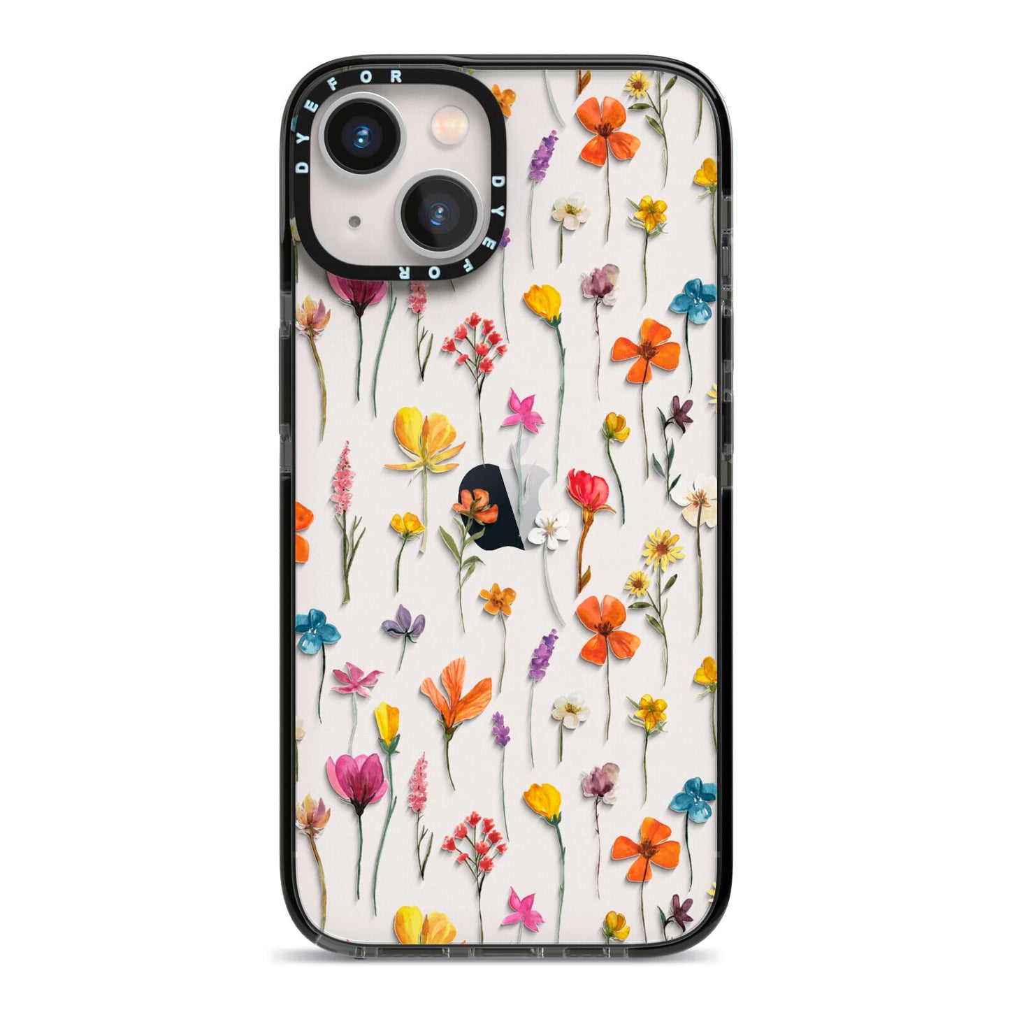 Botanical Floral iPhone 13 Black Impact Case on Silver phone