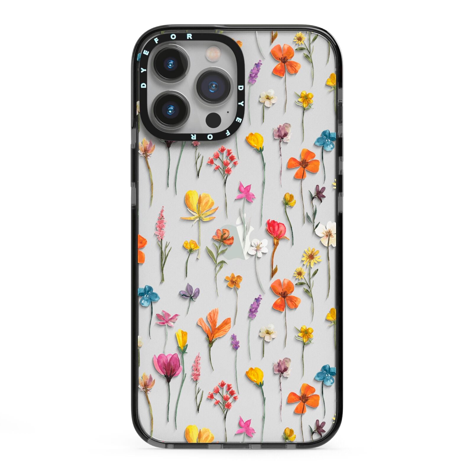 Botanical Floral iPhone 13 Pro Max Black Impact Case on Silver phone