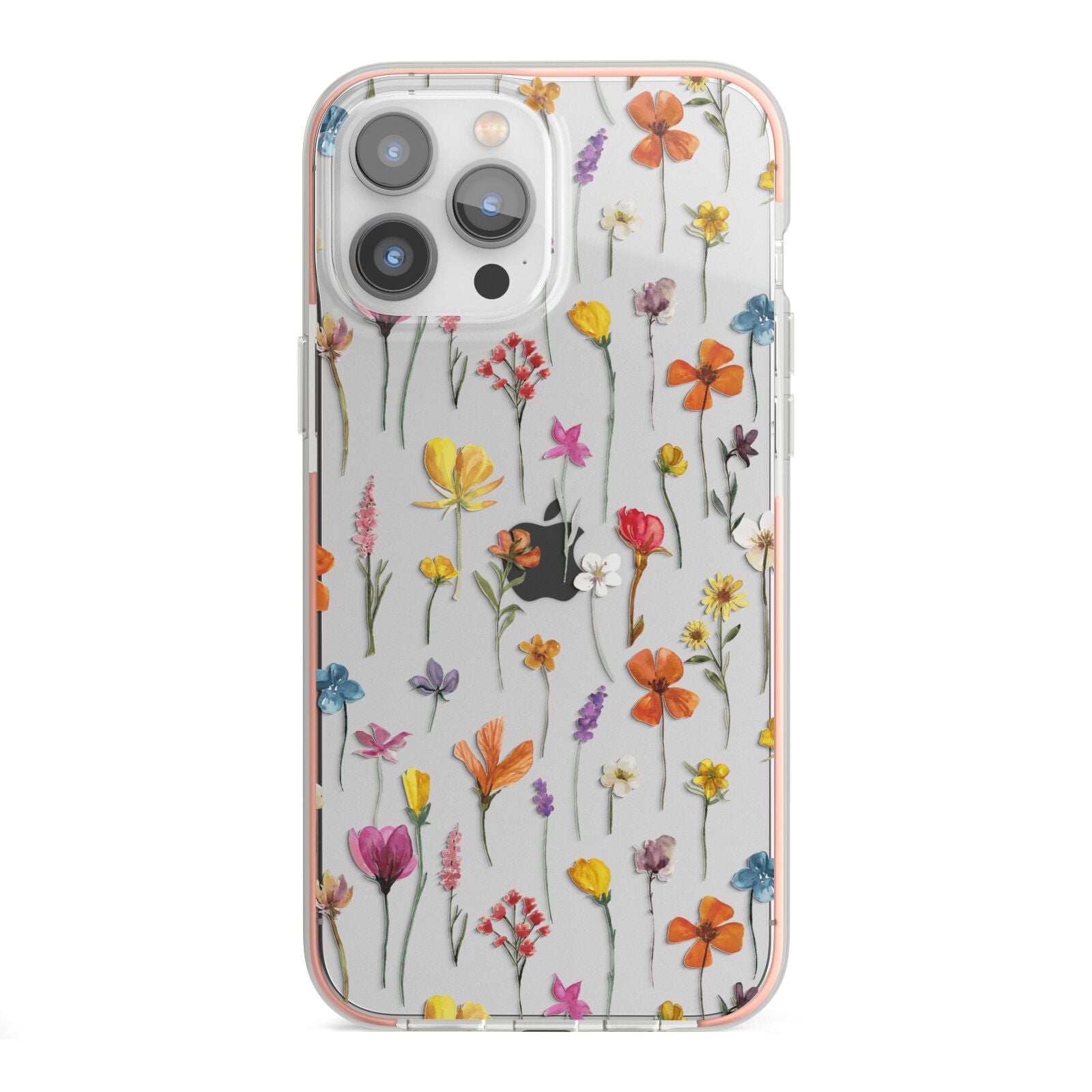 Botanical Floral iPhone 13 Pro Max TPU Impact Case with Pink Edges
