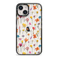 Botanical Floral iPhone 14 Black Impact Case on Silver phone