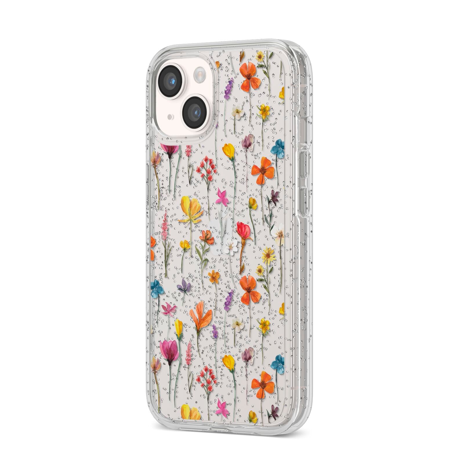 Botanical Floral iPhone 14 Glitter Tough Case Starlight Angled Image