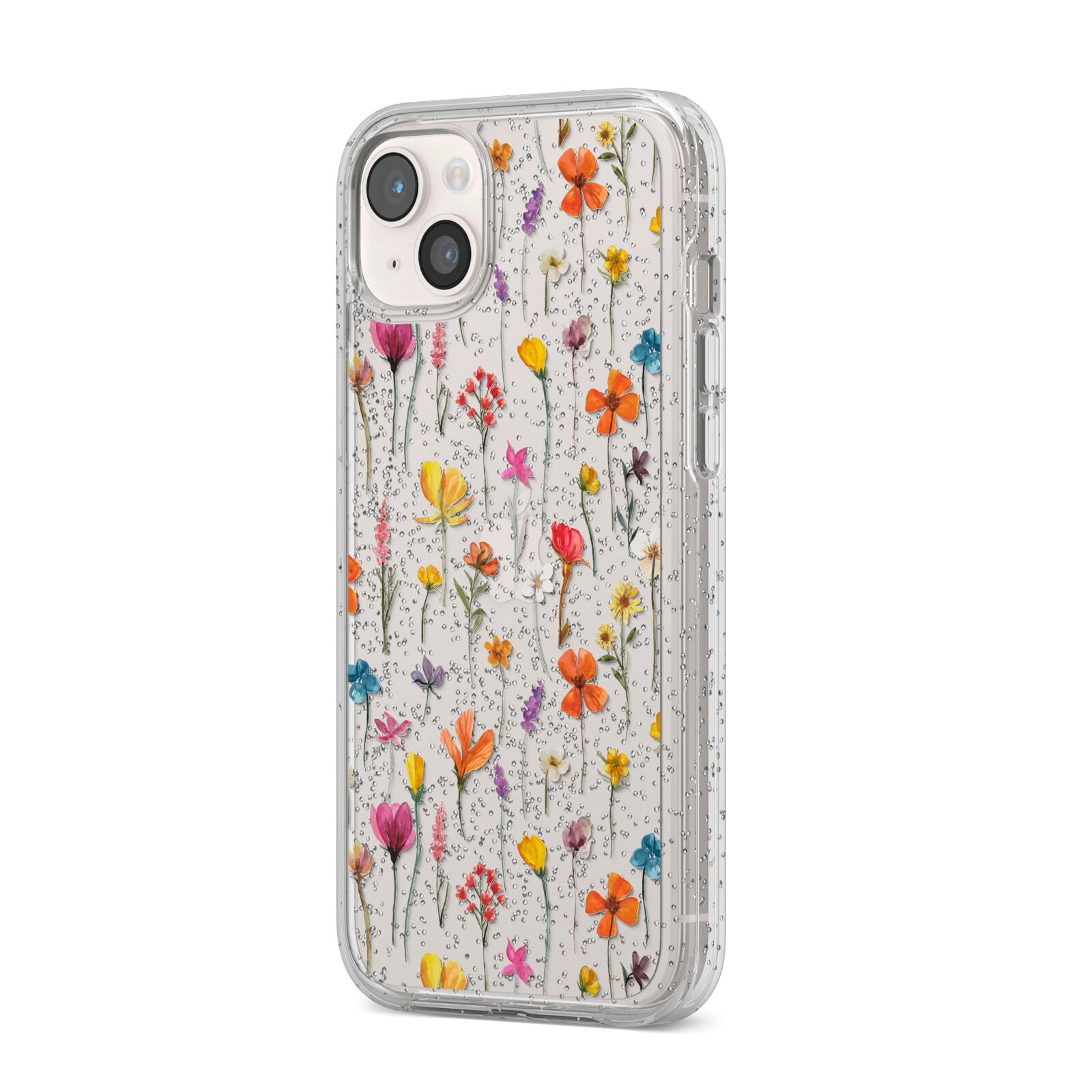 Botanical Floral iPhone 14 Plus Glitter Tough Case Starlight Angled Image