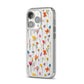 Botanical Floral iPhone 14 Pro Clear Tough Case Silver Angled Image