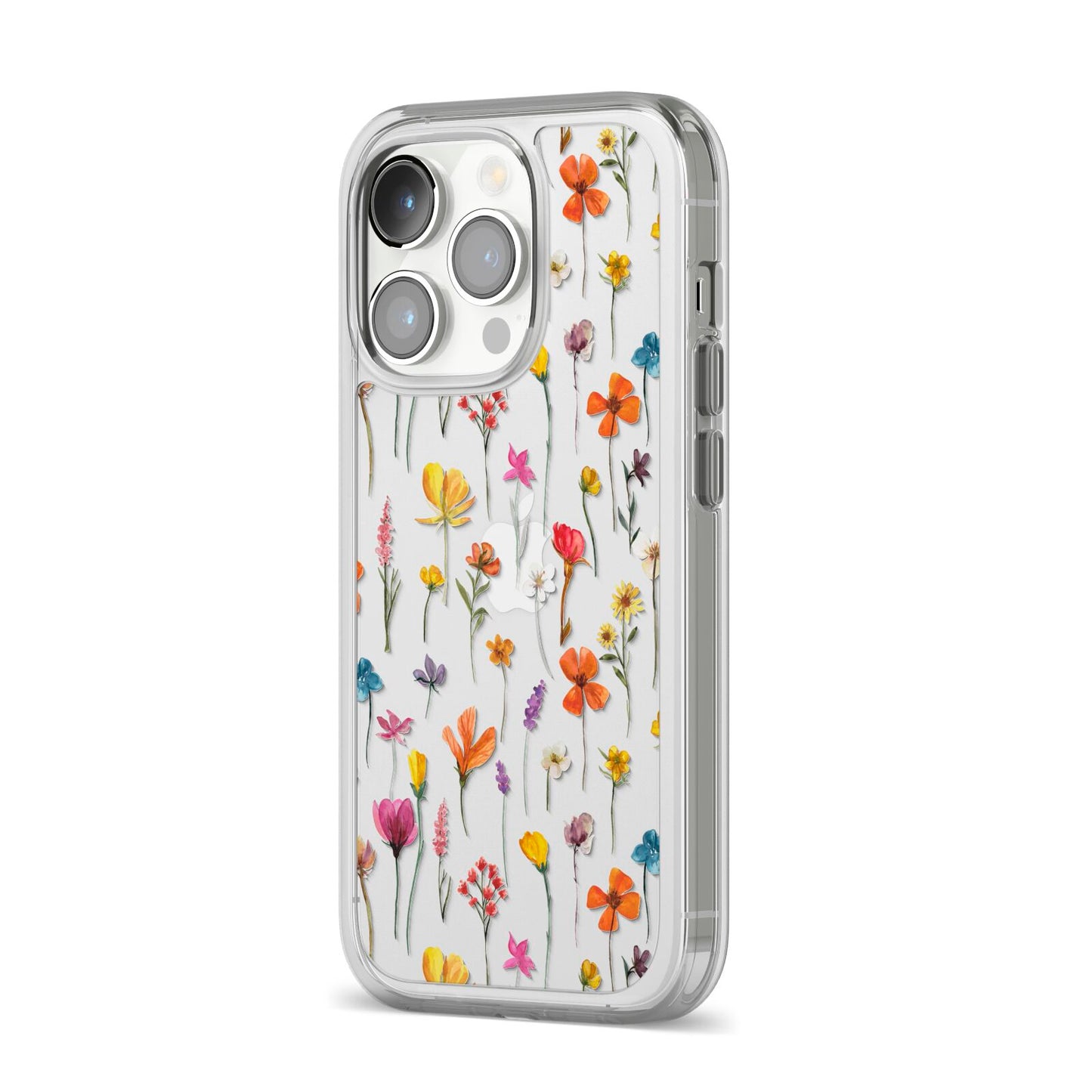 Botanical Floral iPhone 14 Pro Clear Tough Case Silver Angled Image