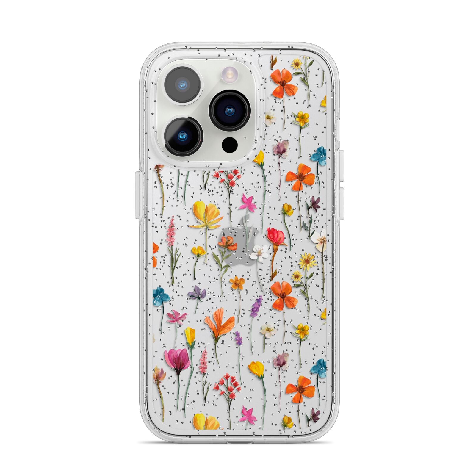 Botanical Floral iPhone 14 Pro Glitter Tough Case Silver