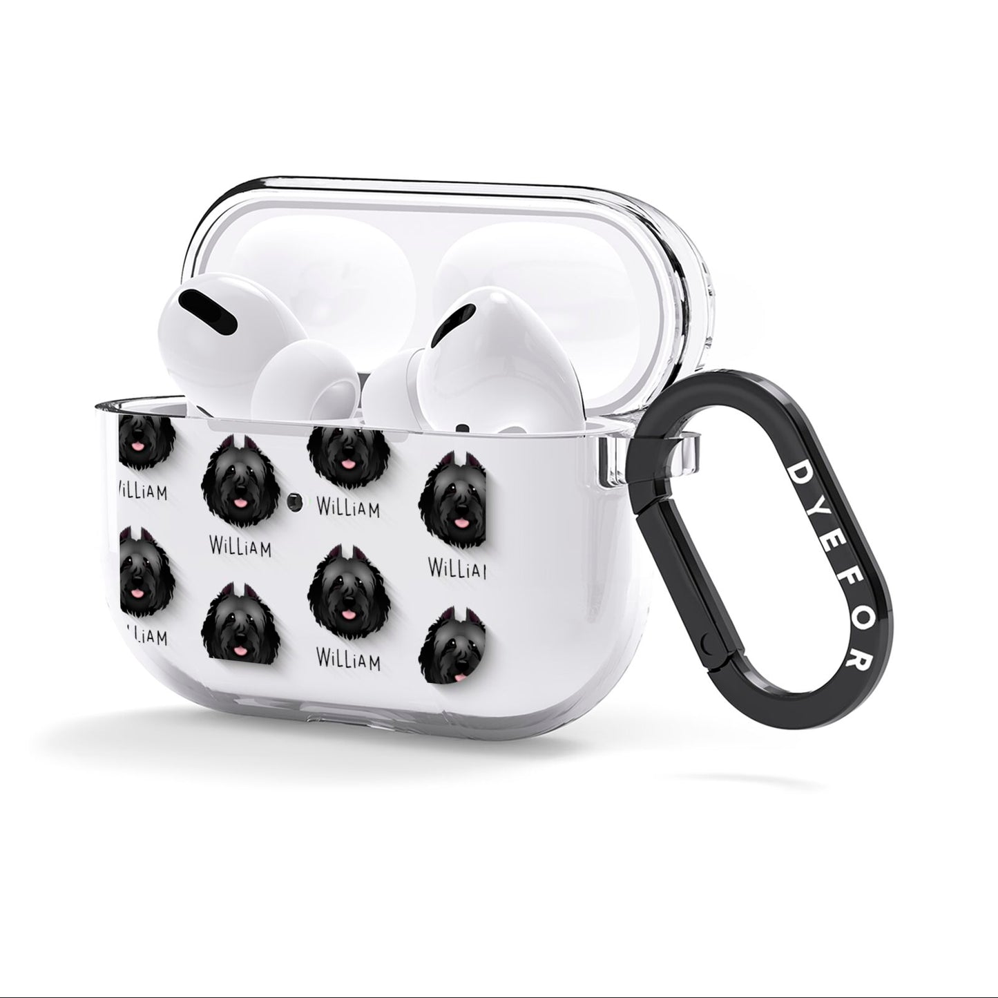 Bouvier Des Flandres Icon with Name AirPods Clear Case 3rd Gen Side Image