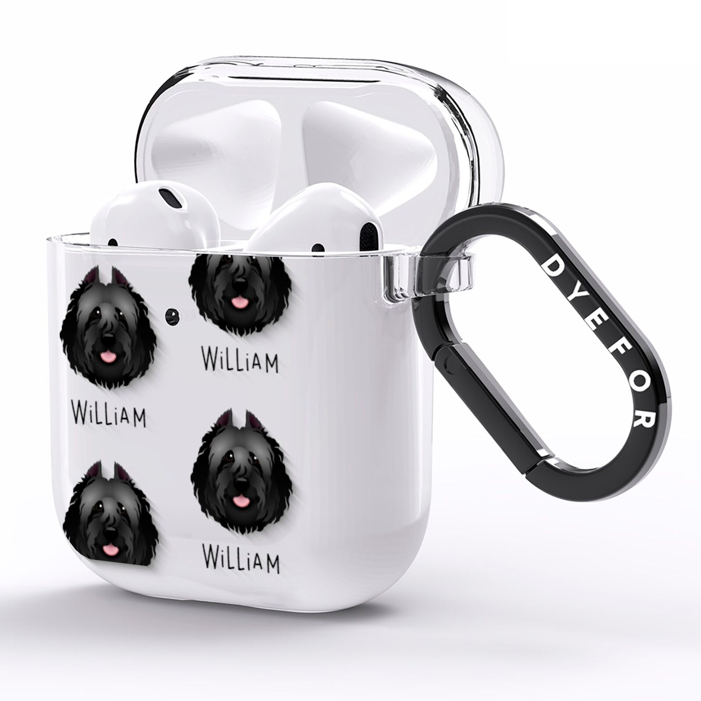 Bouvier Des Flandres Icon with Name AirPods Clear Case Side Image